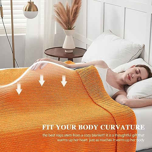 Knitted Weighted Blanket (33-orange / 60" x 80" | 15lbs)