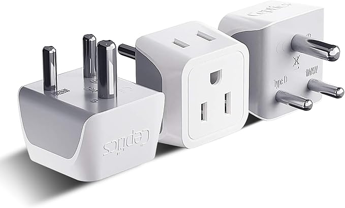 Ceptics US to India Plug Adapter works in Nepal, India Power Adapter, Dual USA by Ceptics