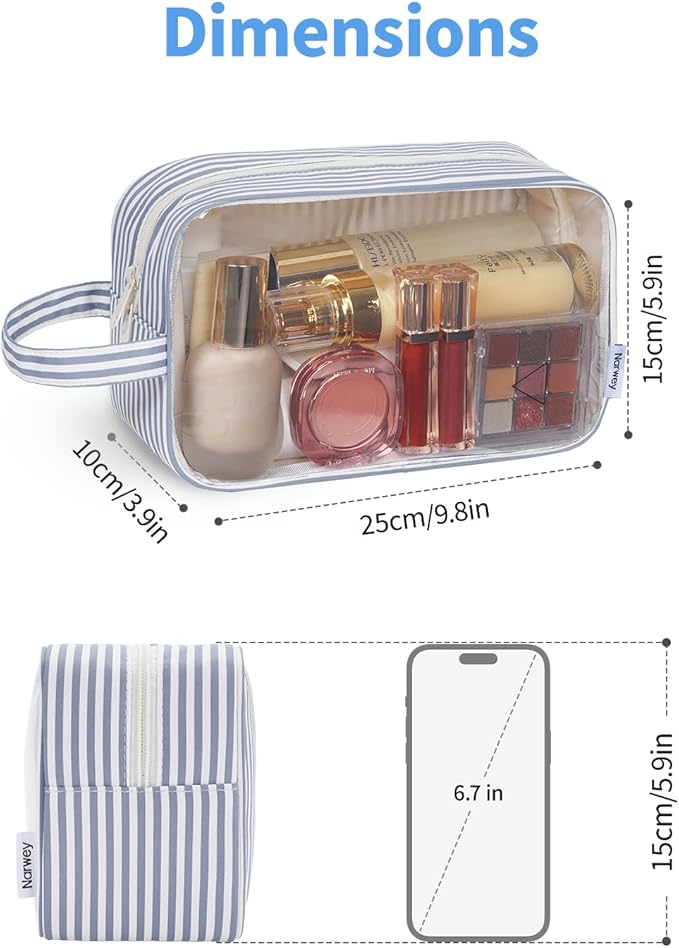 Narwey Clear Toiletry Bags for Traveling Women Men, Make Up Organizer, Skincare - Image 4
