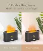 Essential Oil Diffuser Humidifer with Flame Light Effect, 180ml Air Diffuser for Essential Oils, Humidifiers for Bedroom with 2 Brightness, Auto-Off Function(White)