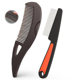 Dandruff Comb Fine Tooth Scalp Detox Comb Lice for Women, Men & Kids Stainless Steel Scalp Detoxing, Sweep & Massage Hair Brush Tool for Hair Care (Brown+Red)