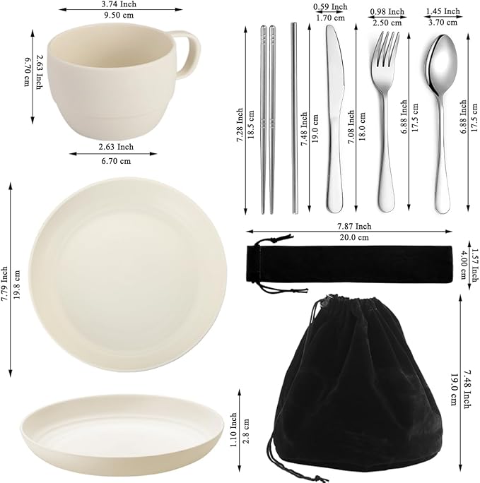 Camping Essentials Set, HOMQUEN Camping Plates and Bowls Set, Coffee Mug - Image 2
