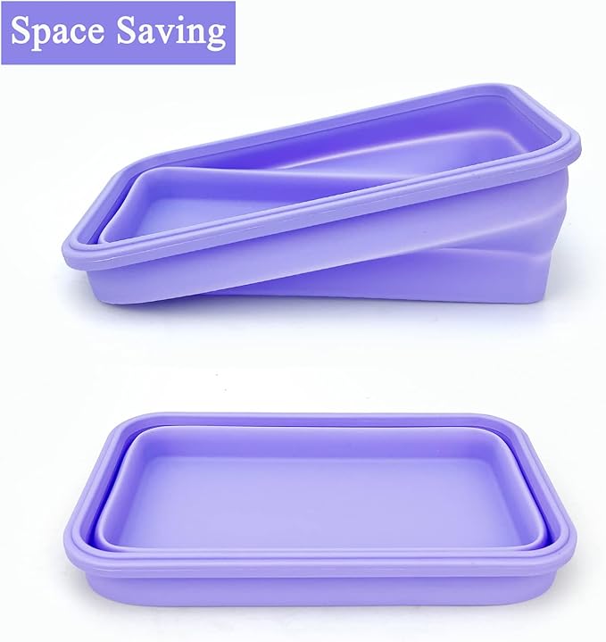 Purple Collapsible Sandwich Container, Silicone Lunch Container Bento Box - Image 5