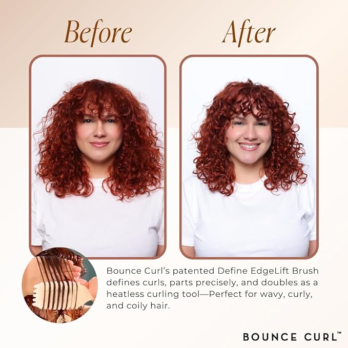 Bounce Curl Define EdgeLift Brush, 5-in-1 Tool for Effortlessly Defined Curls, Waves & Coils, Reduces Frizz - Teal