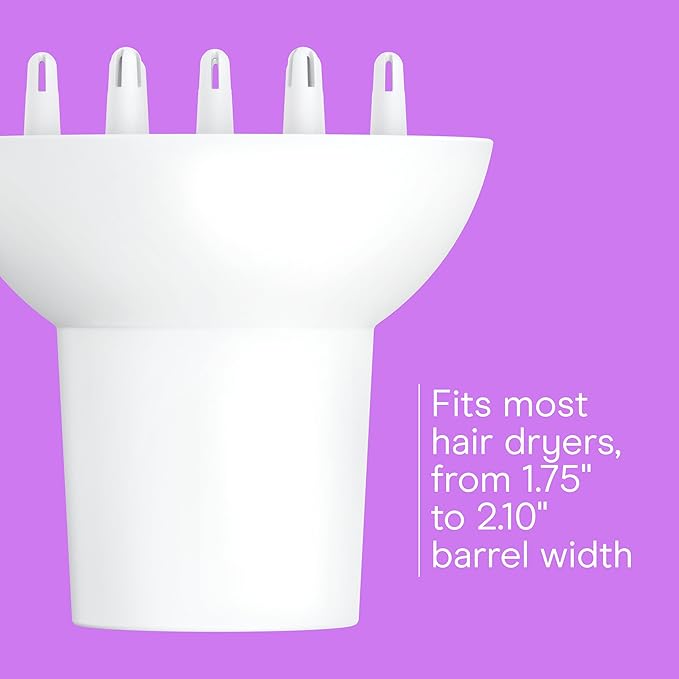 Conair Double Ceramic Universal Diffuser Attachment for Hair Dryer, Volumizing Universal Blow Dryer Diffuser for Frizz-Free Curls, Fits Dryers with Nozzles from 1.75" to 2.1", White