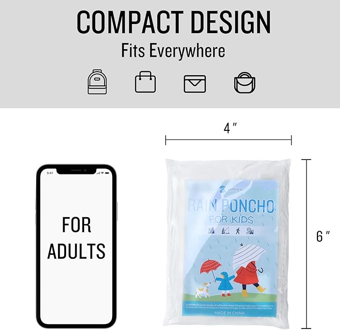 SaphiRose Disposable Rain Ponchos Emergency Clear Poncho - Image 3