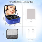 Travel Makeup Bag with LED Mirror Travel Makeup Organizer with 3 Lighted - Image 7
