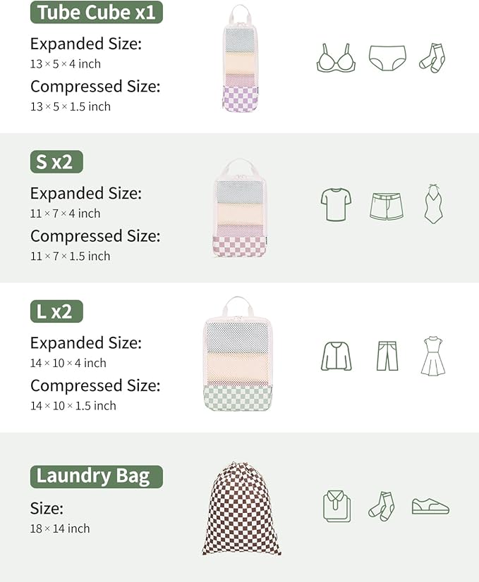 Narwey 6 Set Compression Packing Cubes - Image 4