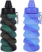 Collapsible Water Bottle for Adults, Reusable Silicone Foldable Water Bottles by MAKERSLAND