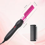 Hair Straightener, Electric Hot Comb Hair Straightener Brush with Ceramic Heater Surface, Fast Heating, Dual Voltage, Adjustable Temperature for Natural Black, Curly, Frizzy Hair & Beard