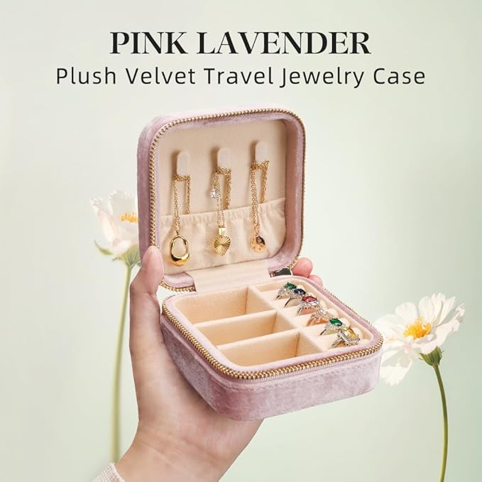 TAIMY Plush Velvet Travel Jewelry Box, Small Travel Jewelry Case, Portable Mini - Image 2