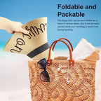 Big Straw Sun Hats for Women Floppy Foldable Roll up Beach Cap Sun Hat UPF 50+ Vacation Honeymoon Embroidered Hat (Ae Always on Vacay: Beige)