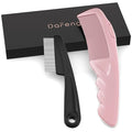 2PC Dandruff Comb Fine Tooth Scalp Detox Comb Lice Stainless Steel Scalp Detoxing Hair Brush Tool Hair Care for Women, Men & Kids (Pink)