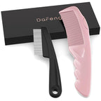 2PC Dandruff Comb Fine Tooth Scalp Detox Comb Lice Stainless Steel Scalp Detoxing Hair Brush Tool Hair Care for Women, Men & Kids (Pink)
