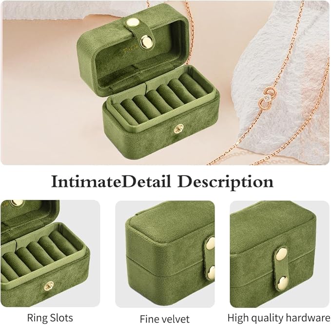Travel Jewelry Case, Portable Pocket Size Small Plush Velvet Ring Box - Image 4