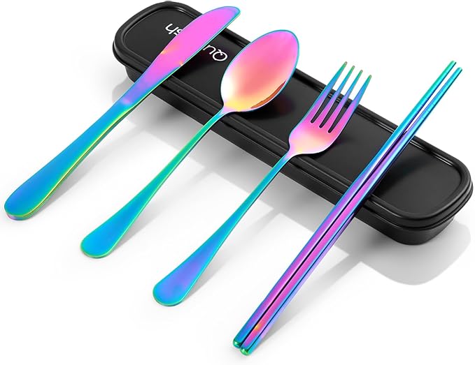 Travel Utensils with Case, Quatish Portable Silverware Set by Quatish