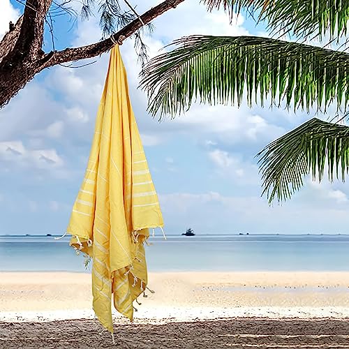 Cotton Turkish Beach Towels (39 x 72 inch ( Beach towel - 4 PACK ) / Yellow)