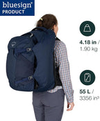 Osprey Fairview 55L Women's Travel Backpack, Night Jungle Blue - Image 2