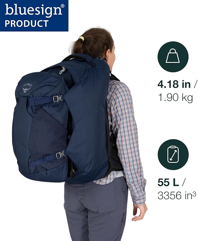 Osprey Fairview 55L Women's Travel Backpack, Night Jungle Blue - Image 2