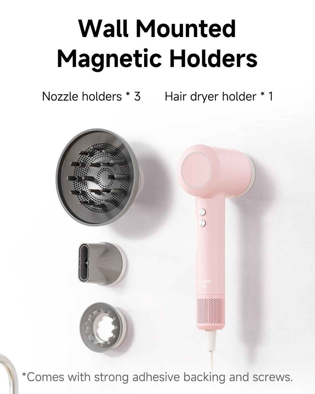 Hair Dryer with Diffuser for Curly Hair (Pink)