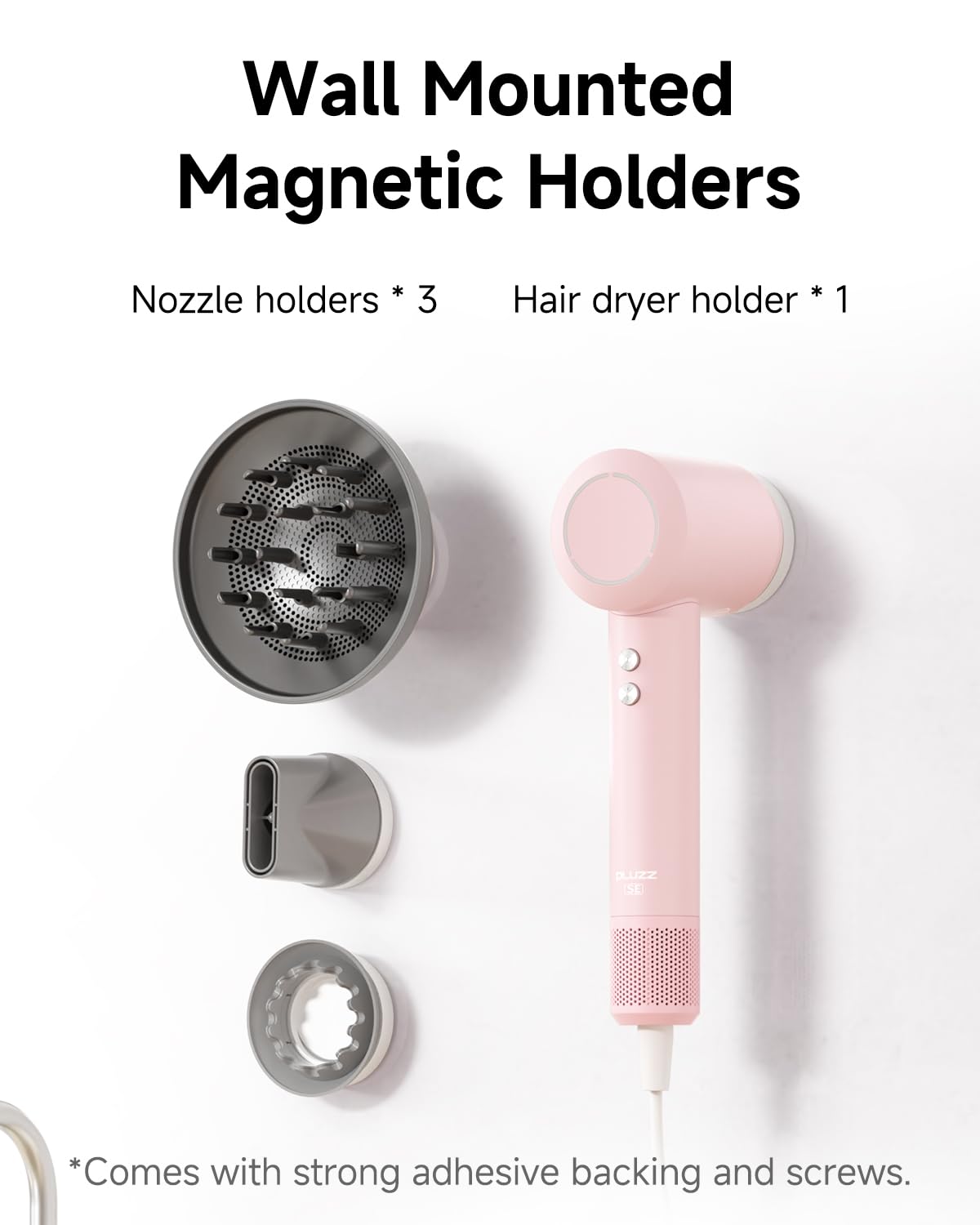 Hair Dryer with Diffuser for Curly Hair (Pink)