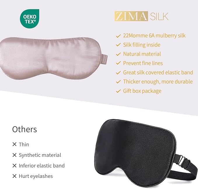 ZIMASILK 100% 22 Momme Pure Mulberry Silk Sleep Mask, Filled - Image 6