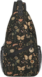 SUPLUCHOM Sling Bag Vintage Butterfly Moon Flower Hiking Daypack Crossbody by SUPLUCHOM