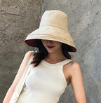 Women Summer Wide Brim Sun Hat Bucket Fishing Hats UV Protection (One Size / Lant001-jiaotang)