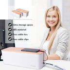 2 Pack Large Cable Management Box – Wooden Style Cord Organizer and Cover - Image 4