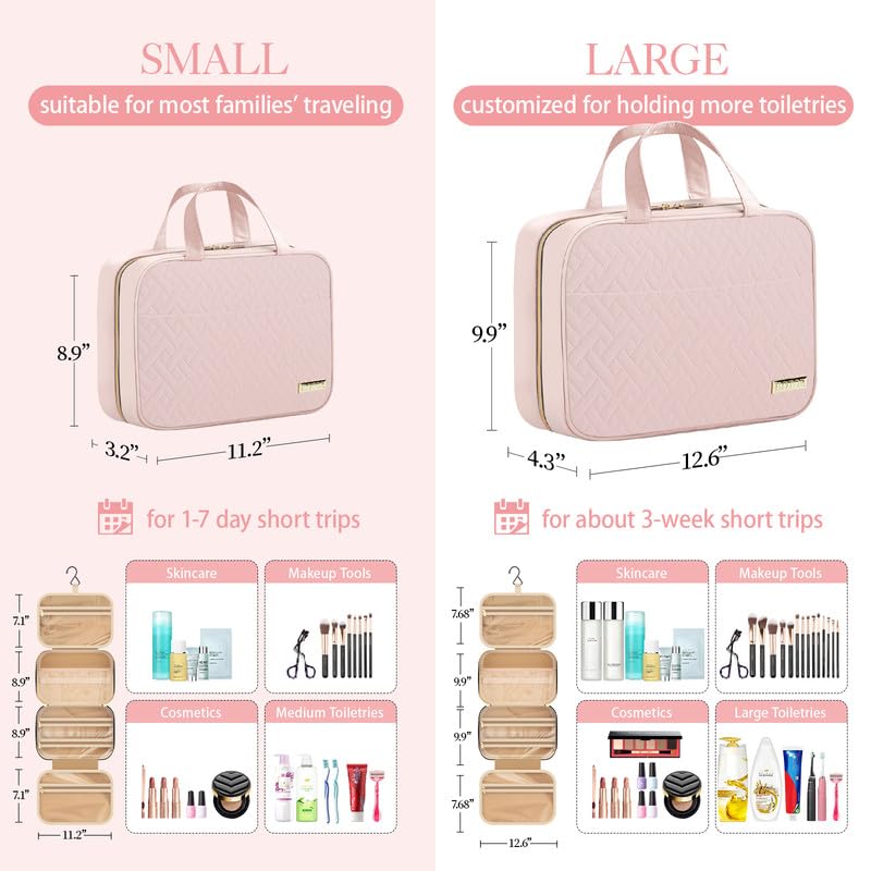 Hanging Travel Toiletry Bag Women Men Essentials Pale Pink (Pale Pink / Medium)