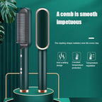 Professional Hair Straightener Comb, Beard Straightener Brush, Ceramic Plate Electric Hair Straightening Brush for Salon Results, Heating Straightener, Heated Electric Comb (Green)