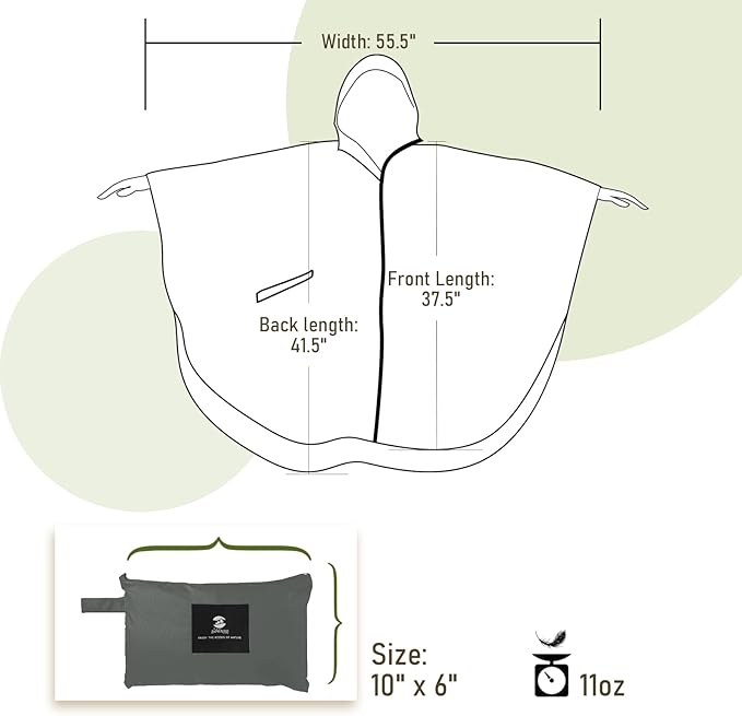 SaphiRose Unisex Rain Poncho Raincoat Hooded - Image 6
