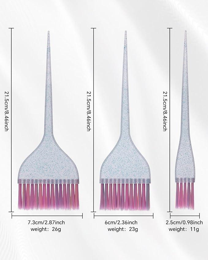 3 Pack Hair Color Brush Set - Professional Hair Dye Brush for Stylist, for Highlighting, Tint and Coloring Sections - Women Men Salon Use Home DIY Dyeing