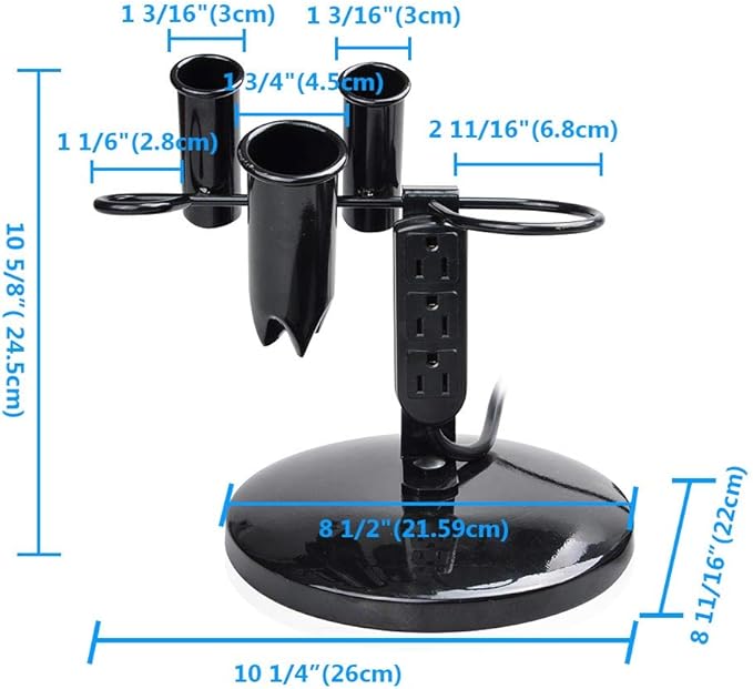 BYOOTIQUE 2 Packs Tabletop Blow Dryer & Hair Iron Holder - Salon Appliance Stand w/ 3 Outlets
