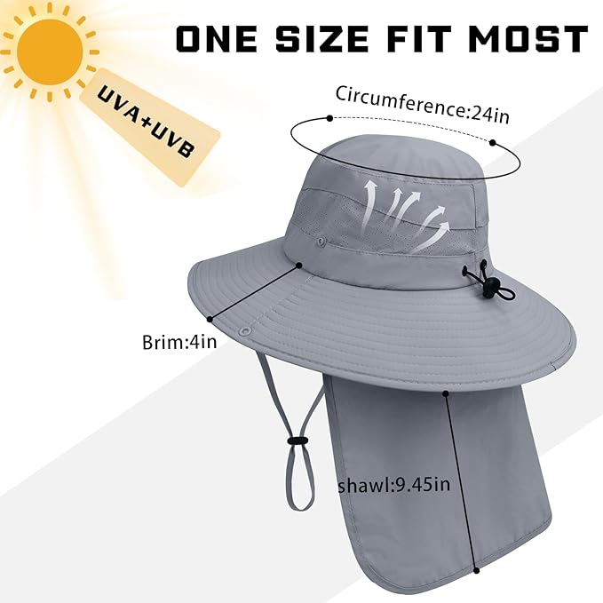 Sun Hats for Men Women, UPF50+ Protection Safari Hat, Wide Brim Fishing Hat - Image 6