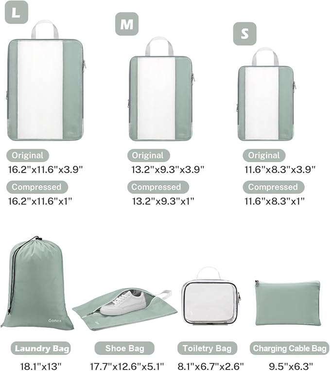 Gonex 8 Set Compression Packing Cubes - Image 3