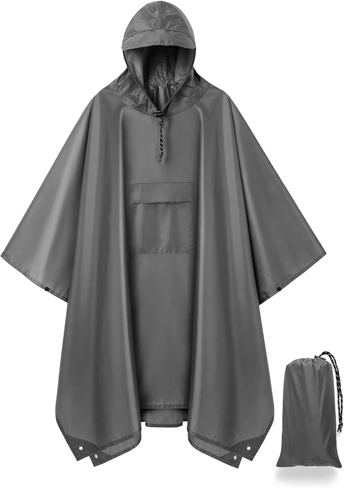 salamra Hooded Rain Poncho Waterproof Raincoat Jacket by salamra