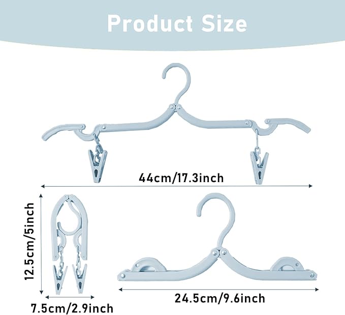 24 Pcs Travel Hangers with 48 Pcs Clips, Portable Folding Clothes Hangers - Image 2