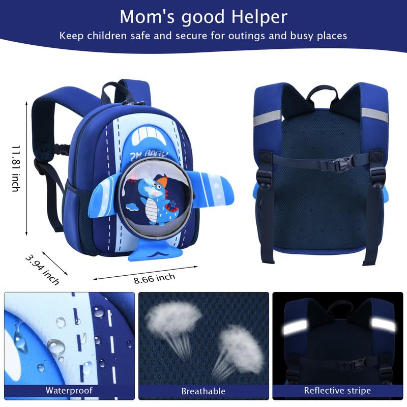 Toddler Backpacks Kids Preschool Cartoon Mini Travel Bag Ages 2 (D-blue / M for Age 2-5)
