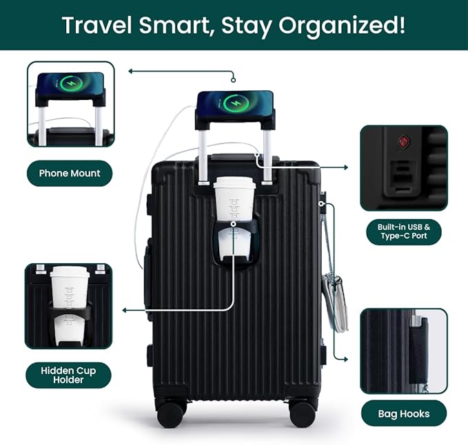 Nobl Travel Carry On Luggage, Noble Zipperless Aluminum Frame PC Hard Shell - Image 3