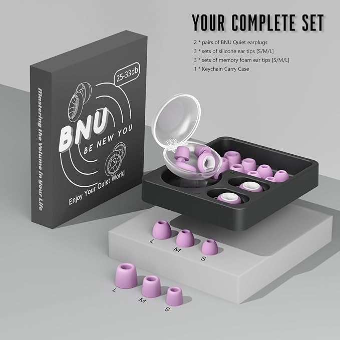 Concert Ear Plugs, 2 Pair BNU High Fidelity Noise Cancelling Earplugs Hearing - Image 6