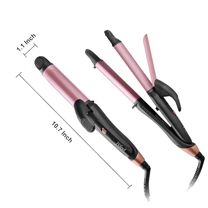 2 in 1 Hair Straightener and Curler, 1 Inch Ceramic Flat Iron & Curling Iron Combo, Mini Travel Dual Voltage 100‑240V, Fast PTC Heating, 360° Swivel Cord, Heat‑Resistant Travel Pouch, Rose Gold
