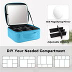 Travel Makeup Bag with LED Mirror and 10x magnifying glass with 3 Lighted - Image 4