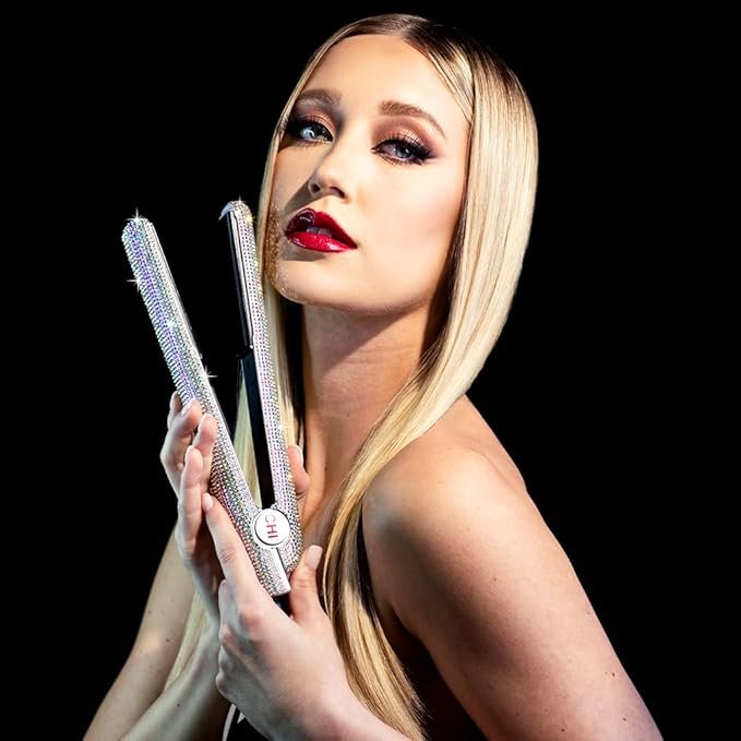 CHI The Sparkler Lava Ceramic Flat Iron, Special Edition, Hair Straightener for an Even & Smooth Finish, 11 Foot Cord for Convenience, 1" Iron, Silver