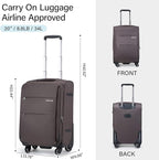 Hanke 20 Inch Expandable Carry On Luggage 22x14x9 Airline Approved Softside - Image 2