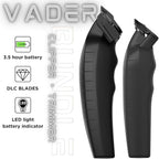 Supreme Trimmer 2-in-1 Vader Clipper & Trimmer Kit | Cordless Beard Trimmer & Mens Clippers Set for Barbers or Home | with DLC Coated Blades | Black