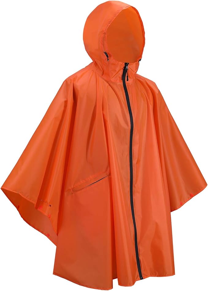 Rain Poncho Jacket Coat Hooded Zipper Style - Image 8