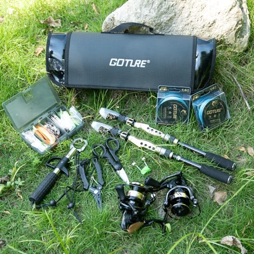 Fishing Rod and Reel Combo (2 Rod & 2 Reel Spinning Fishing Combo - Portable Fishing Rod Bag / 1.8M/6FT - B)
