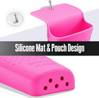 Heat Resistant Silicone Hair Iron Mat and Pouch,Portable Travel Hair Straightener Mat and Holder for Hair Styling Tools.1 Pack.(Hot Pink)