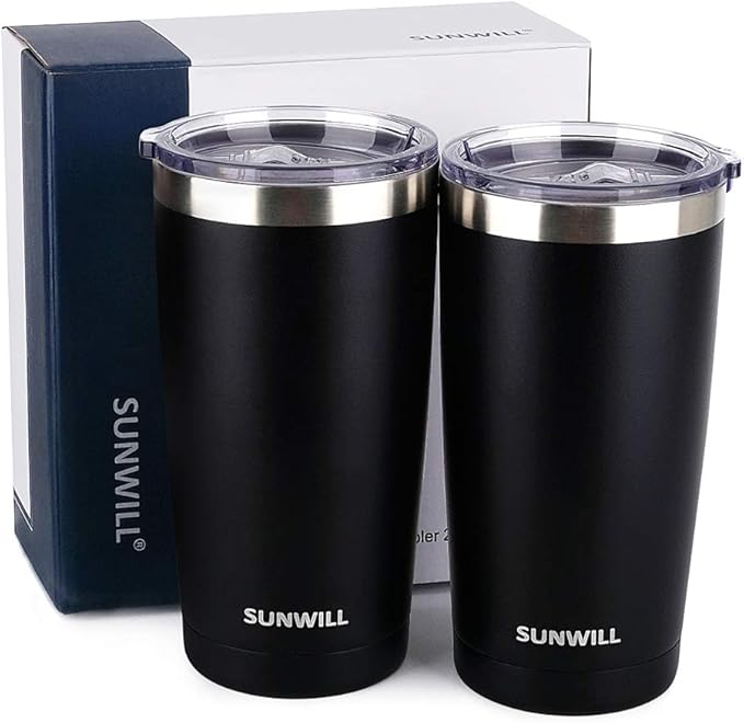 SUNWILL Travel Coffee Mug with Lid, 20 oz Tumbler Set of 2, Insulated Stainless - Image 4